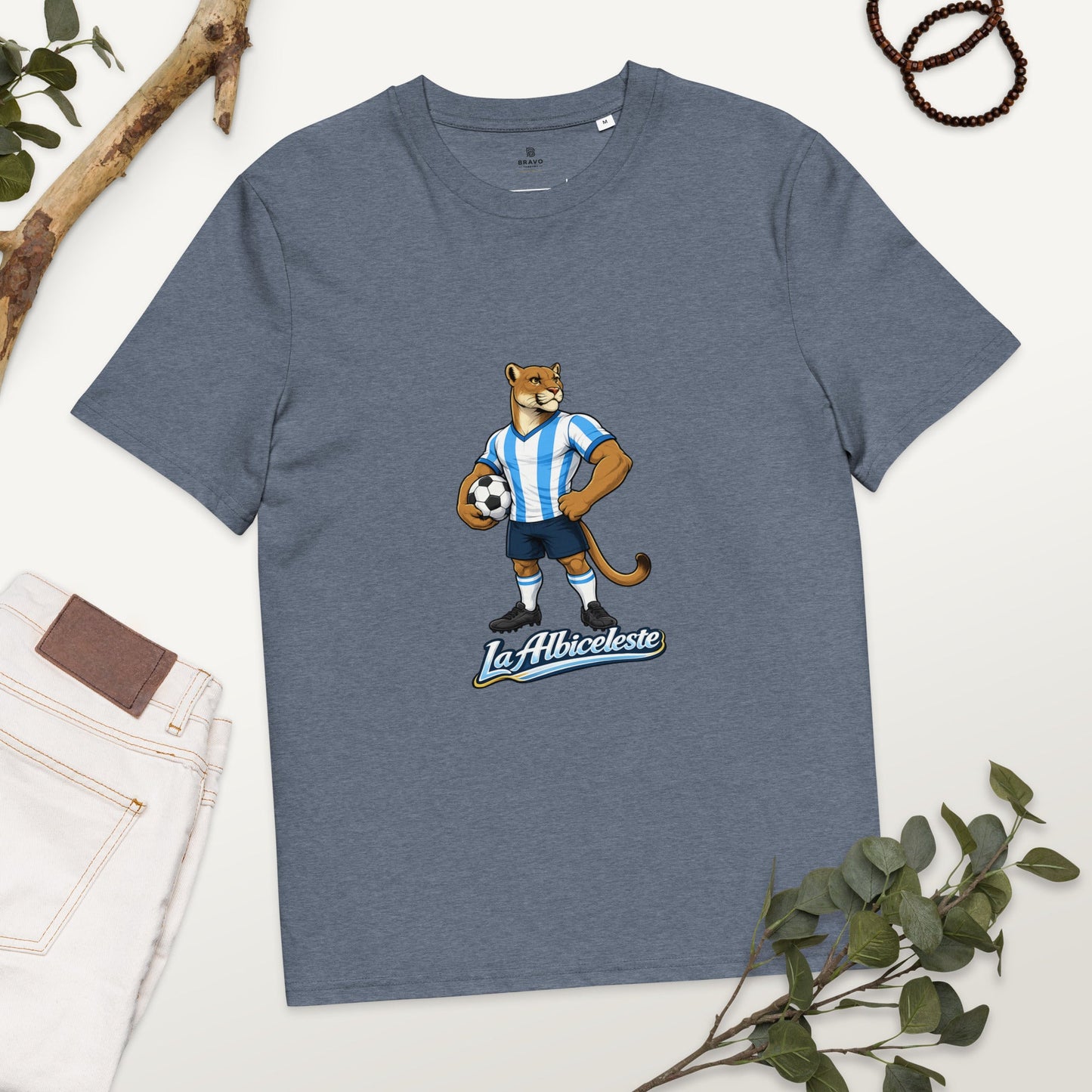 Argentina Football T-Shirt I La Albiceleste Organic Fan Tee - velarocity