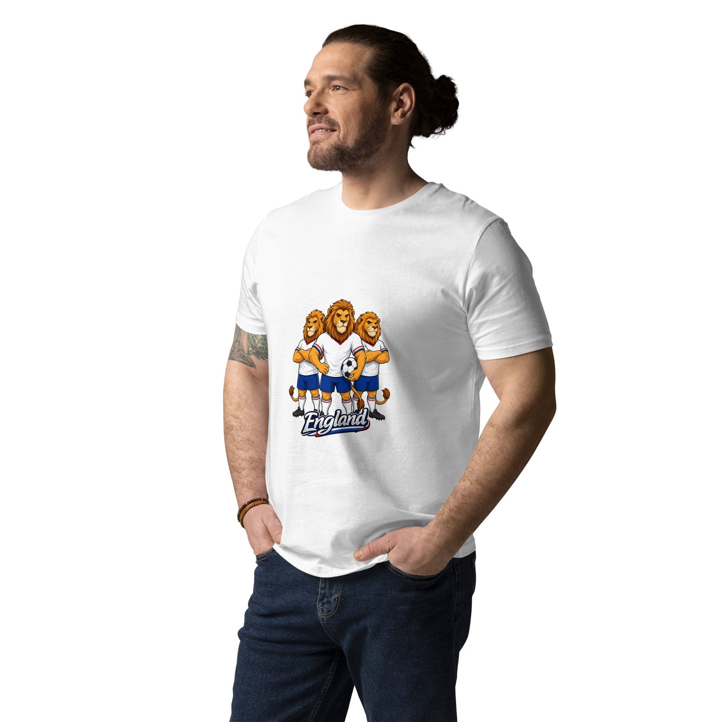 England Football T-Shirt | Three Lions Organic Fan Tee - velarocity