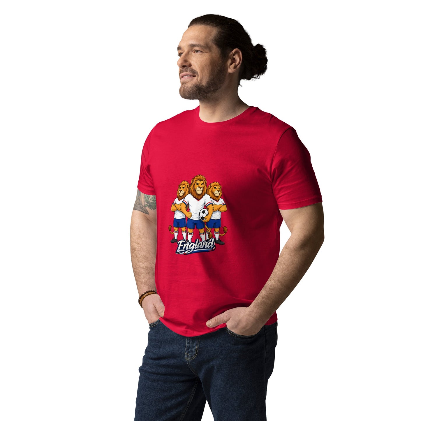 England Football T-Shirt | Three Lions Organic Fan Tee - velarocity