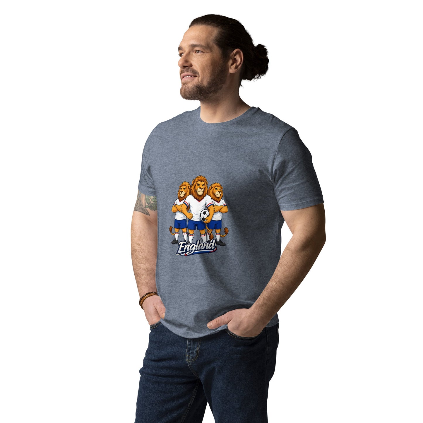 England Football T-Shirt | Three Lions Organic Fan Tee - velarocity