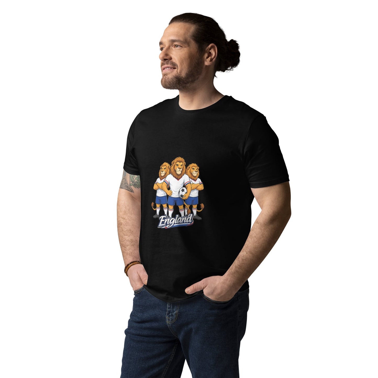 England Football T-Shirt | Three Lions Organic Fan Tee - velarocity